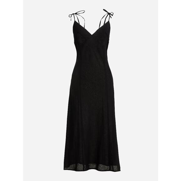 J. Crew Dresses & Skirts - J.Crew Tie Shoulder Slip Dress in Featherweight Linen Blend Black Size 14 NEW